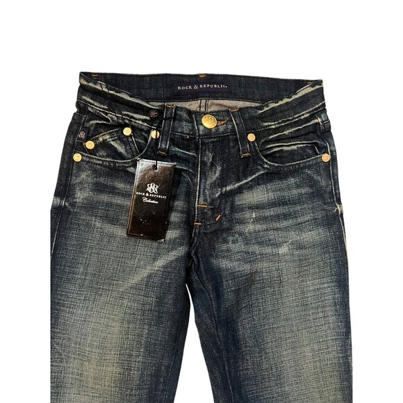 Rock & Republic Sienna Blue Jeans Women's Size 23 Dark Wash Denim NWT - Picture 2 of 8